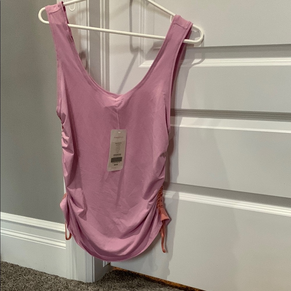 Fabletics Pink Ruched Sleeveless Tank Top